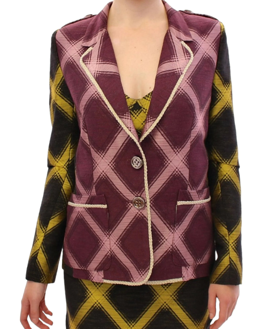 House of Holland Purple checkered blazer jacket - S - Coats & Jackets