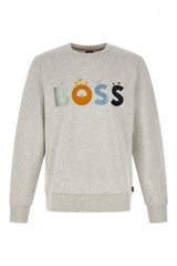 Hugo Boss Elegant Grey Round Neck Cotton Sweatshirt - Sweatshirts