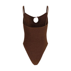 Hunza G Brown Polyamide One-Piece Swimsuit - One Size