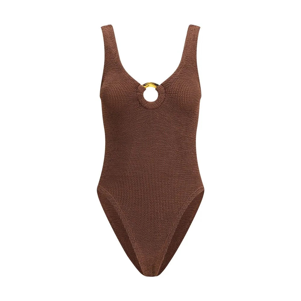 Hunza G Brown Polyamide One-Piece Swimsuit - One Size