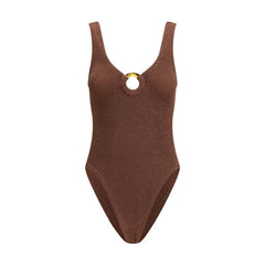 Hunza G Brown Polyamide One-Piece Swimsuit - One Size