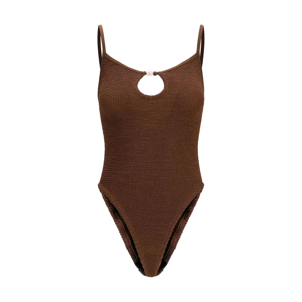 Hunza G Brown Polyamide One-Piece Swimsuit - One Size