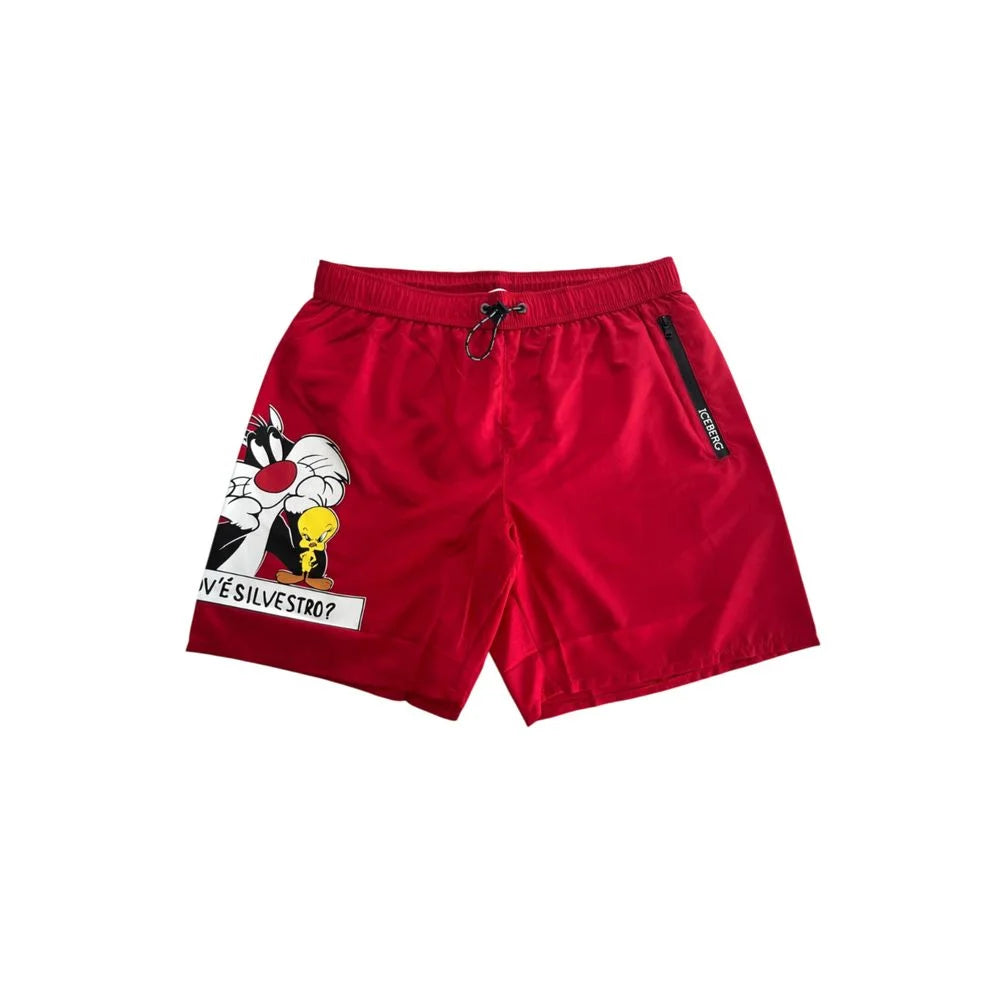 Iceberg Red Polyester Men’s Swim Short - S - Boardshorts