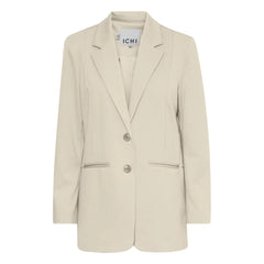 ICHI Beige Recycled Polyester Blazer - Coats & Jackets
