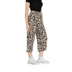 ICHI Beige Viscose Cropped Pant - Pants