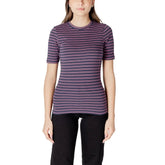 ICHI Bicolor Cotton T-Shirt - IT38|XS - T-Shirts