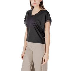 ICHI Black Cotton T-Shirt - T-Shirts