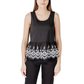 ICHI Black Cotton Tank Top - IT40|S - Tank Tops