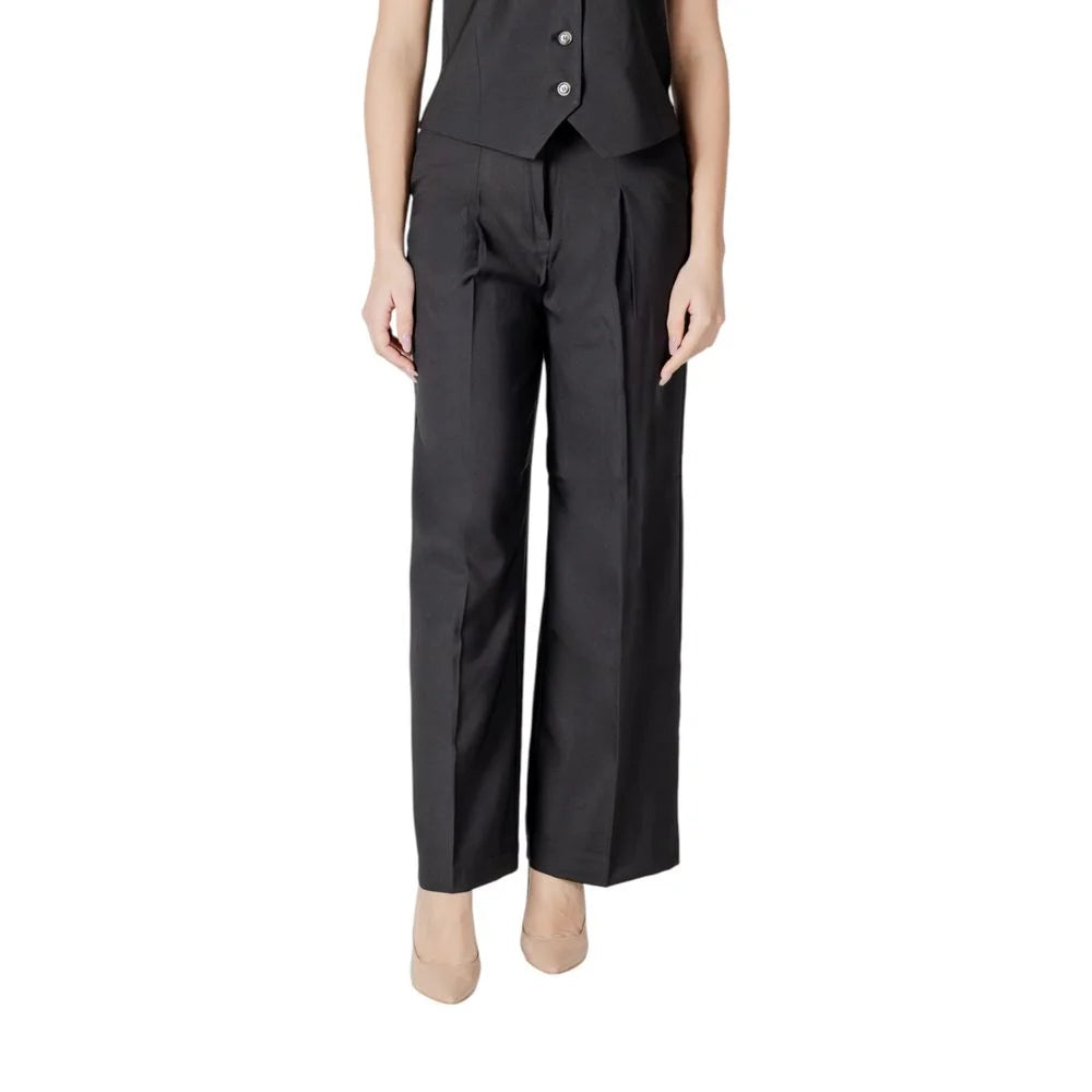 ICHI Black Polyester Pant - Trousers