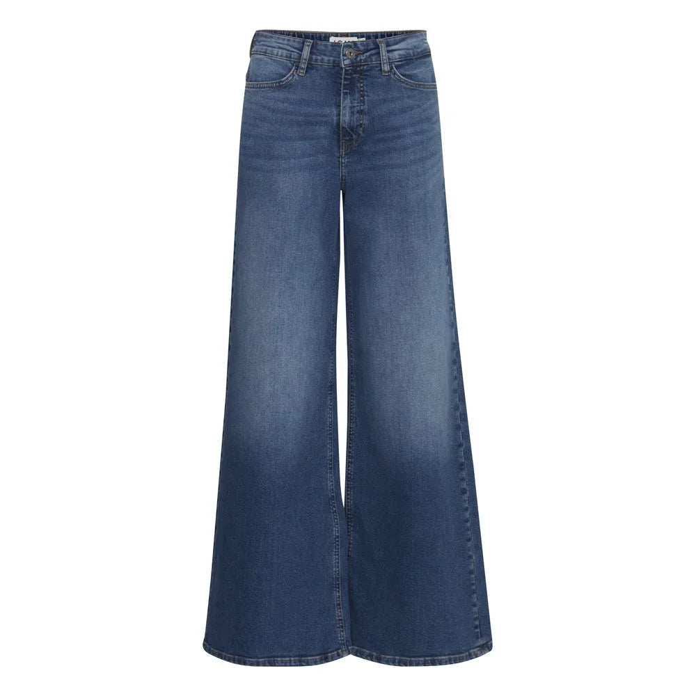 ICHI Blue Cotton Bootcut Jean - Jeans
