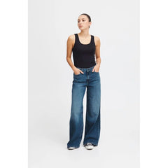 ICHI Blue Cotton Bootcut Jean - Jeans