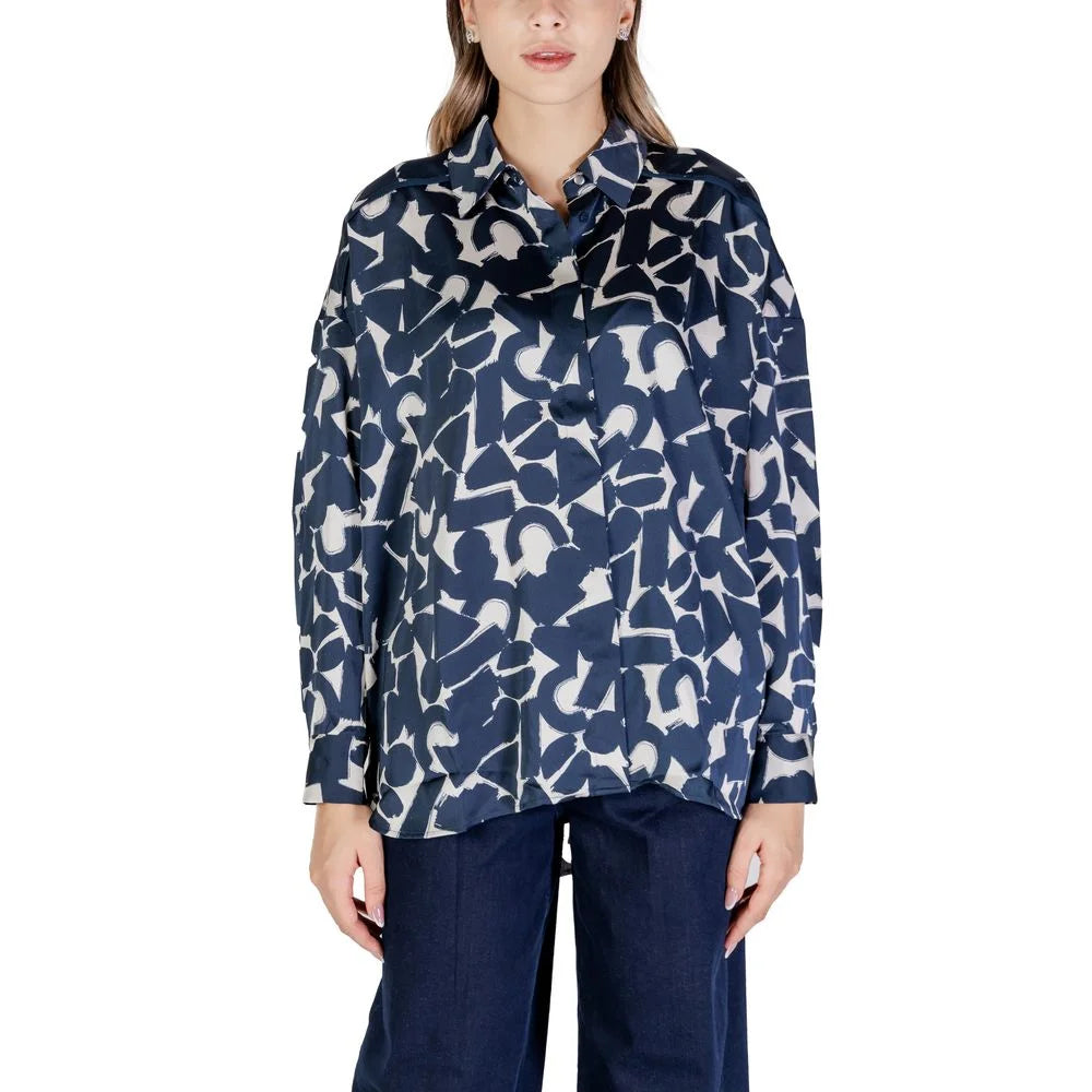 ICHI Blue Polyester Shirt - IT36|XXS - Shirts