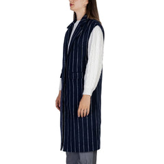 ICHI Blue Polyester Sleveless Jacket - IT36|XXS - Wrap Coats