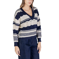 ICHI Blue Recycled Polyester Sweater - Sweaters