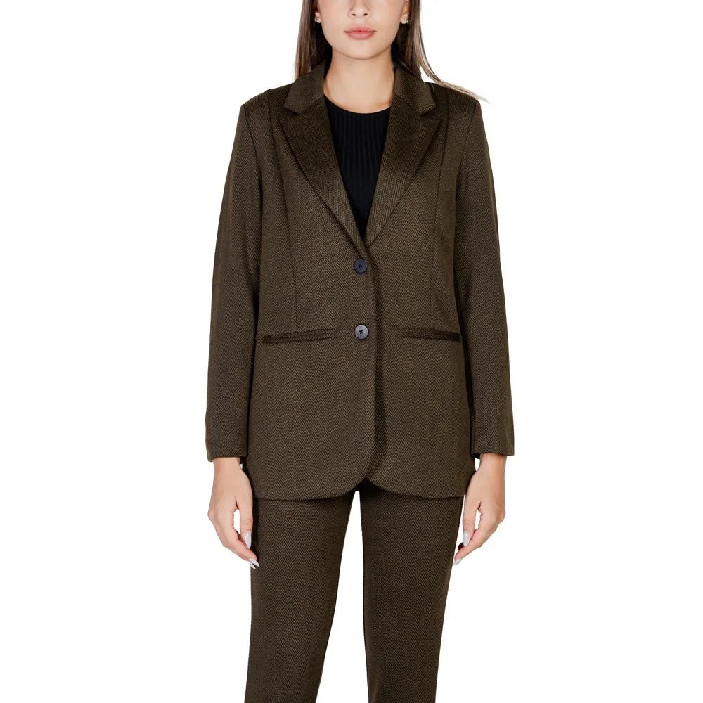 ICHI Green Polyester Blazer - IT42|M - Coats & Jackets