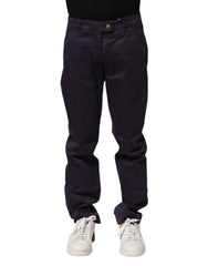 Incotex Dark Purple Mid Waist Casual Straight Pants - IT44 | XS - Chinos