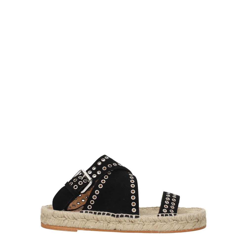 Isabel Marant Black Leather Flat Sandals - EU36/US6