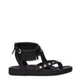 Isabel Marant Black Leather Flat Sandals - EU36/US6