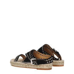 Isabel Marant Black Leather Flat Sandals - EU36/US6
