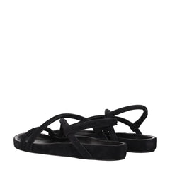 Isabel Marant Black Leather Flat Sandals - EU41/US8