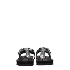 Isabel Marant Black Leather Flip-Flop Sandals