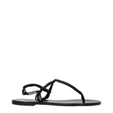 Isabel Marant Black Leather Flip-Flop Sandals - Sandals
