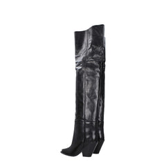 Isabel Marant Black Leather Over The Knee - EU36/US6
