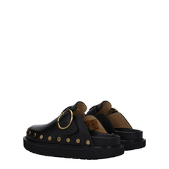 Isabel Marant Black Leather Slippers Sandals - Sandals