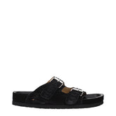 Isabel Marant Black Leather Slippers Sandals