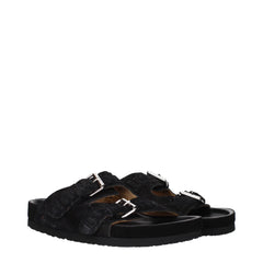Isabel Marant Black Leather Slippers Sandals