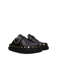 Isabel Marant Black Leather Slippers Sandals - Sandals
