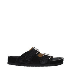 Isabel Marant Black Leather Slippers Sandals