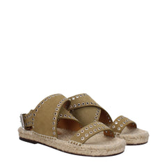Isabel Marant Green Leather Flat Sandals - Sandals