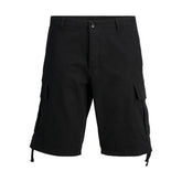Jack Jones Black Cotton Bermuda - Cargo Shorts