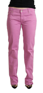 Jacob Cohen Pink Cotton Low Waist Denim Tapered Jeans - W33 - Jeans