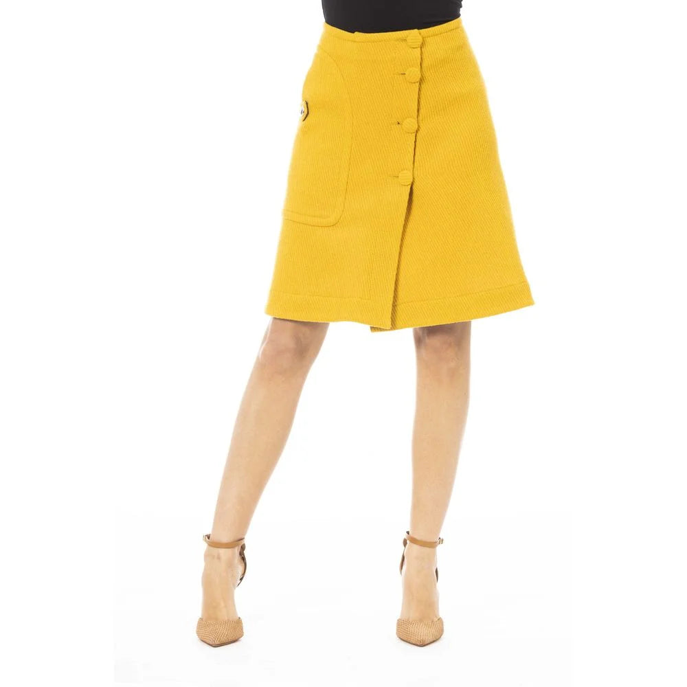 Jacob Cohen Yellow Wool Women Skirt - IT40|S - Skirts