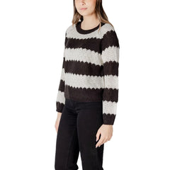 Jacqueline De Yong Black And White Marabou Sweater - Sweaters