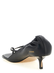 Jacquemus Black Lamb Leather Flat Sandals