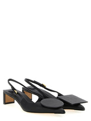 Jacquemus Black Lamb Leather Mid Heel Pumps