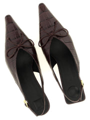 Jacquemus Bordeaux Calfskin Mid Heel Pumps - EU41/US11