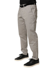 Jeckerson Gray Cotton Stretch Tapered Fit Men Chino Trouser Pants - W38
