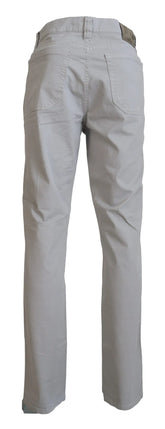 Jeckerson Gray Cotton Tapered Men Casual Pants - W36 - Trousers