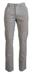 Jeckerson Gray Cotton Tapered Men Casual Pants - W36 - Trousers