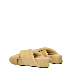 Bežové pantofle Jil Sander s vlasem