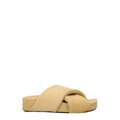 Bežové pantofle Jil Sander s vlasem
