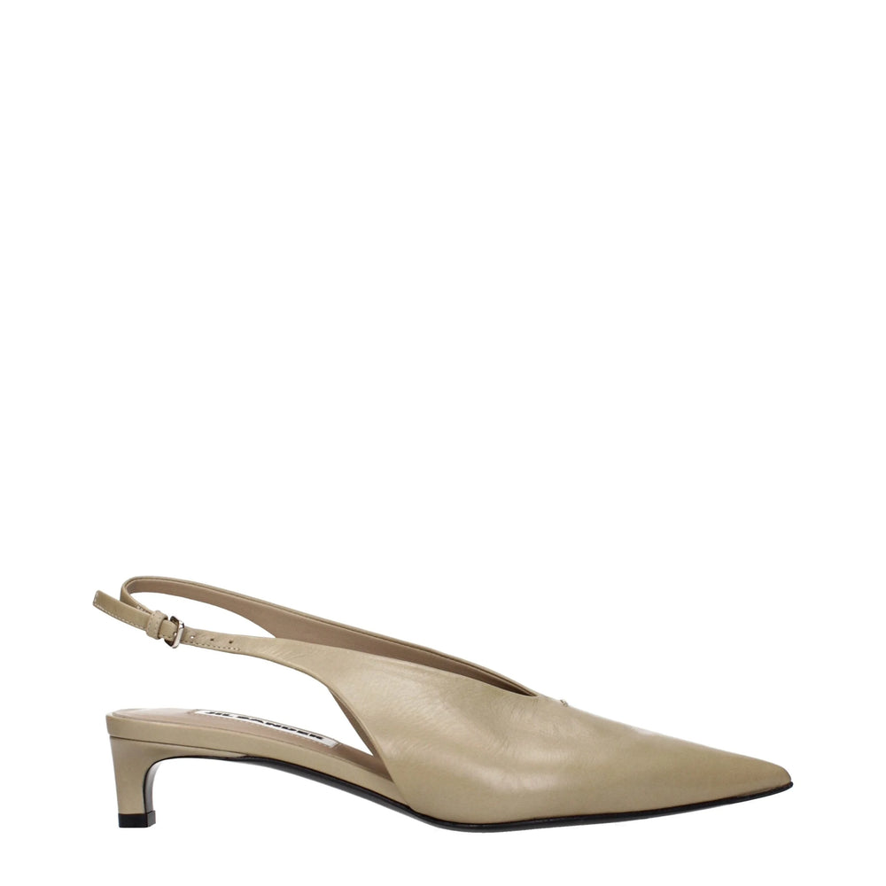 Jil Sander Beige Leather Mid Heel Pumps - EU35/US5