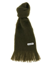 Jil Sander bicolor wool scarf in a minimalist two-tone design, draped to show the premium knit texture and clean edges.