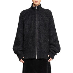 Jil Sander Black Alpaca Leather Cardigan - IT52 | XL