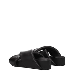 Jil Sander Black Leather Slippers Sandals - EU36/US6