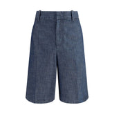 Jil Sander Blue Cotton Bermuda Shorts - IT46 | S